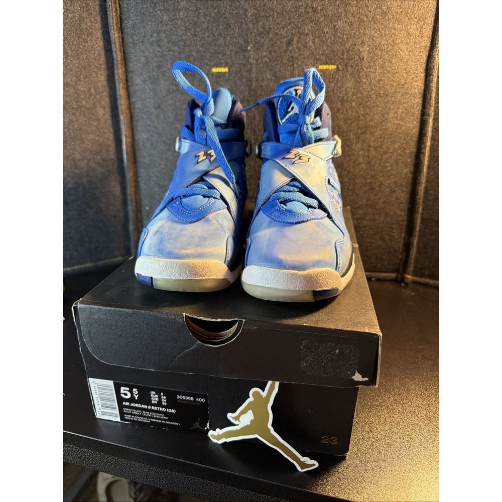 Air Jordan 8 Retro Snowflake Size 5.5Y Cobalt Blue Custom‎ 305368-400